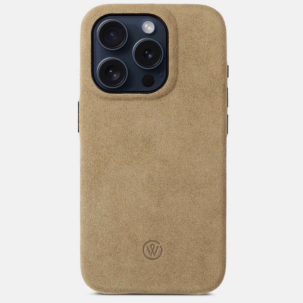 iPhone case made of Alcantara in sand color