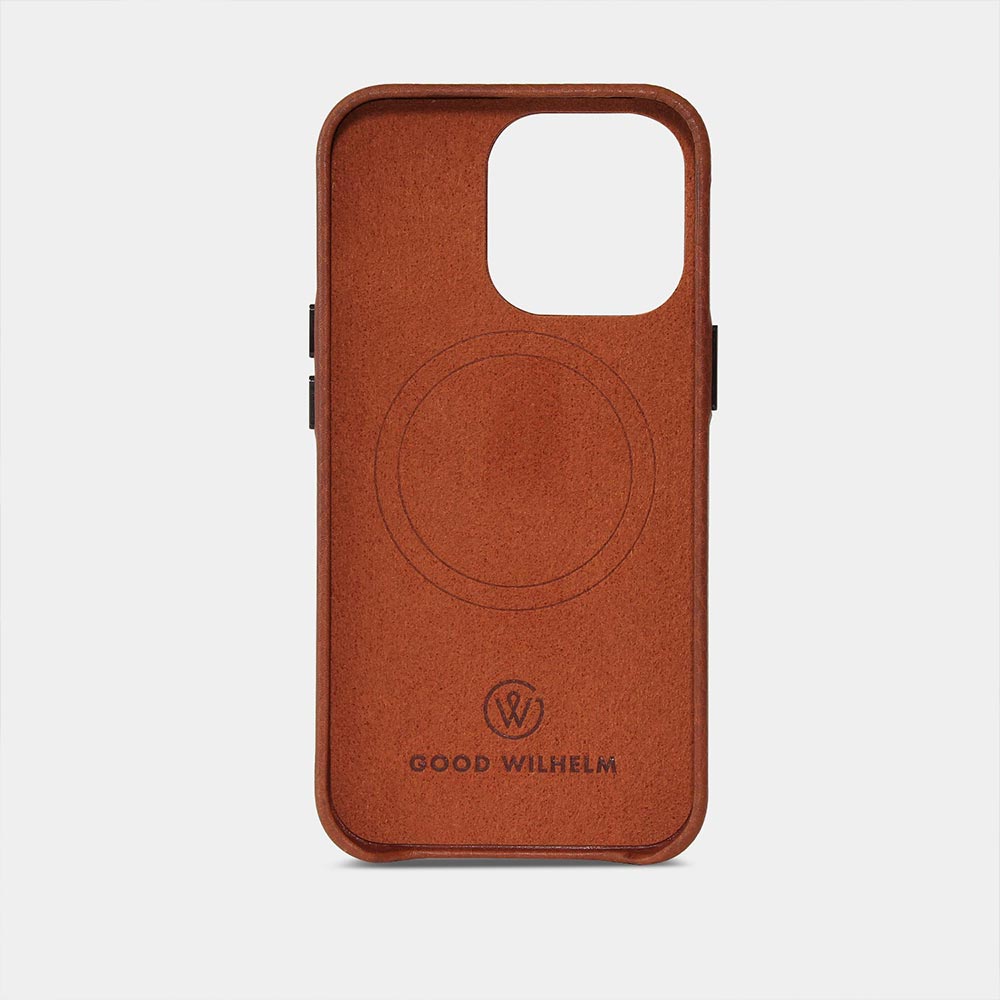 Inside with microfiber of an iPhone case made of high-quality leather