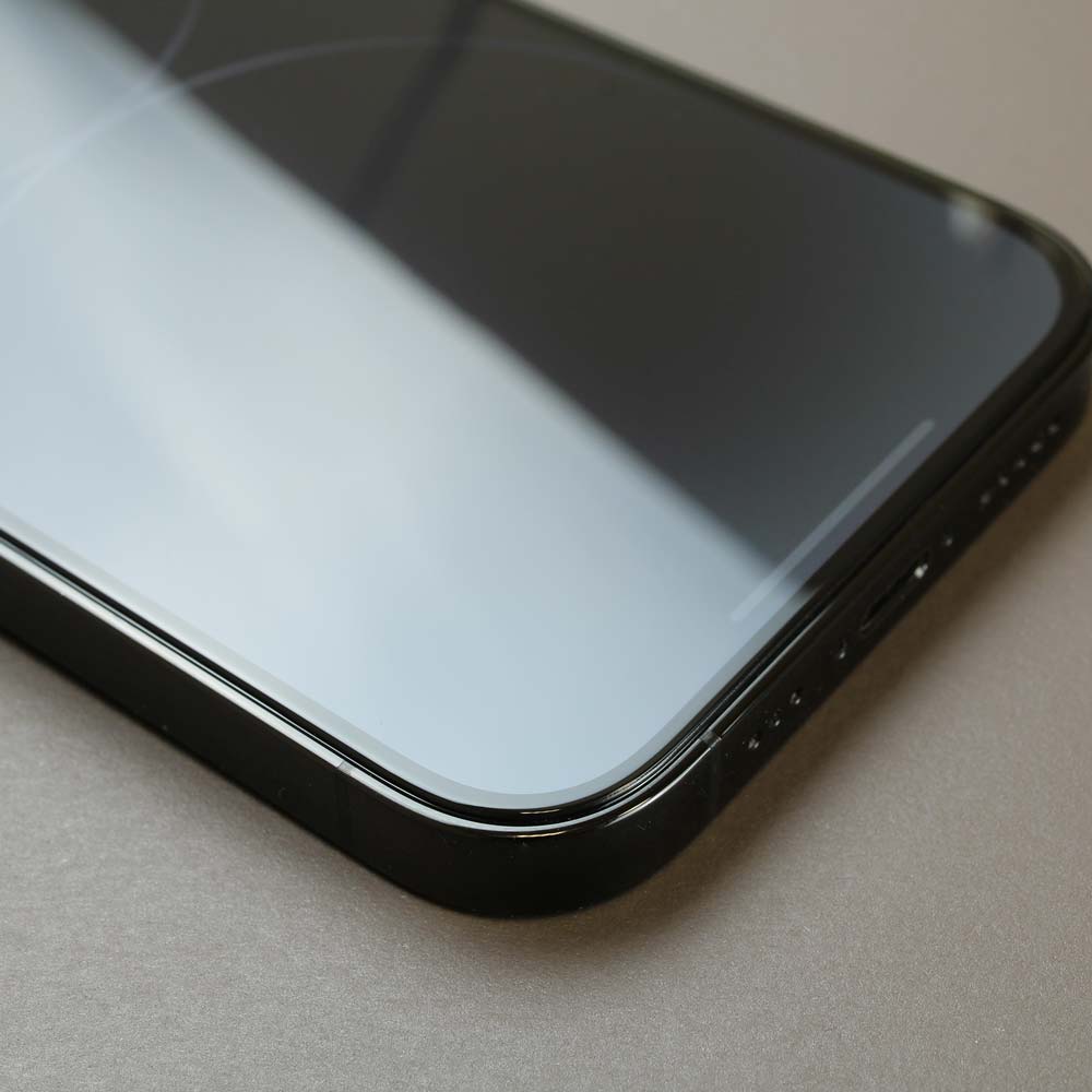 An iPhone 15 Pro display with armored glass