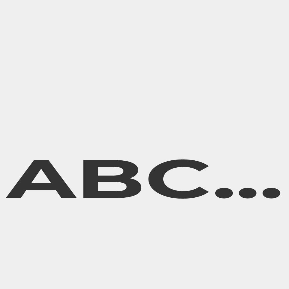Black lettering "ABC..." on a white background