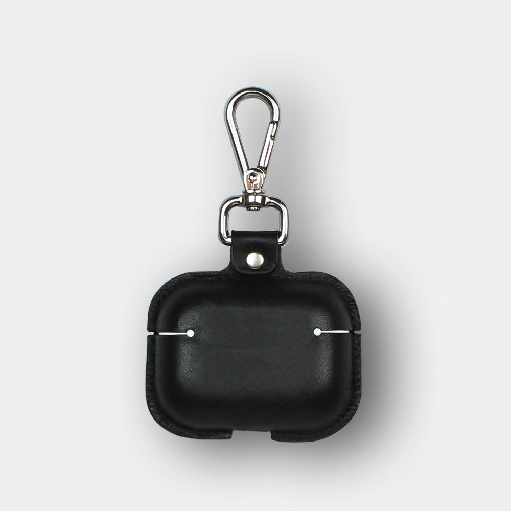 Back of the leather Airpods case in black from Goodwilhelm