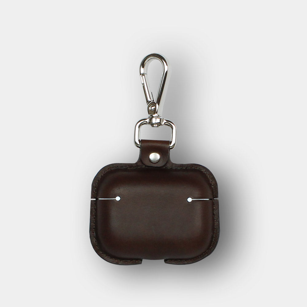 Back of the leather Airpods case in Chocolate from Goodwilhelm