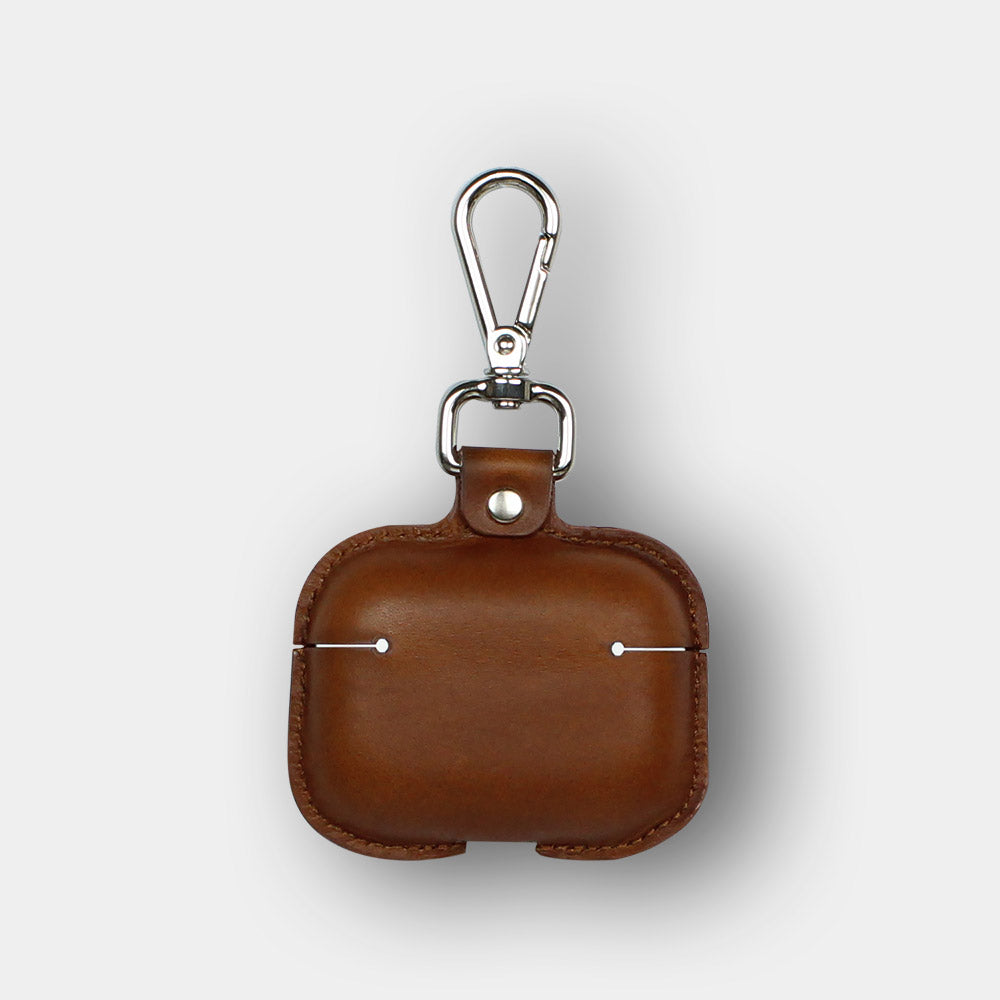 Back of the Airpods case made of leather in cognac from Goodwilhelm