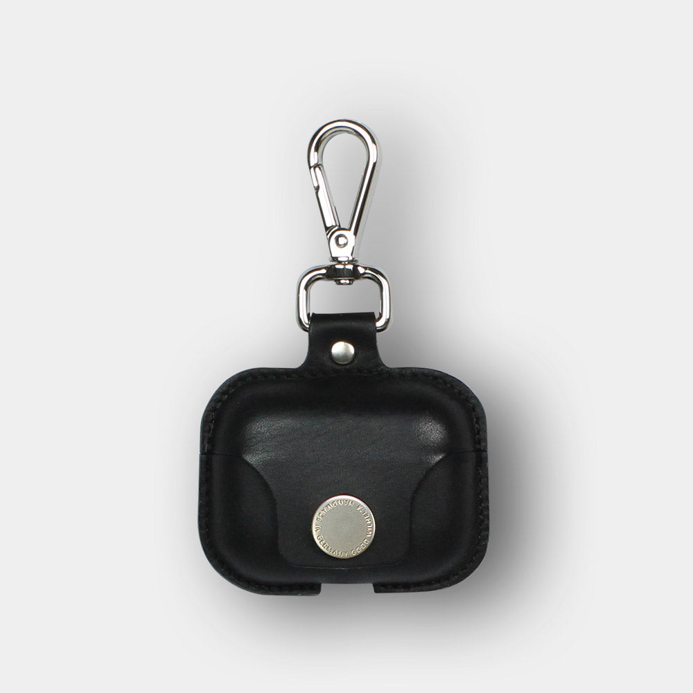 Airpods Pro leather case with carabiner in Black by goodwilhelm
