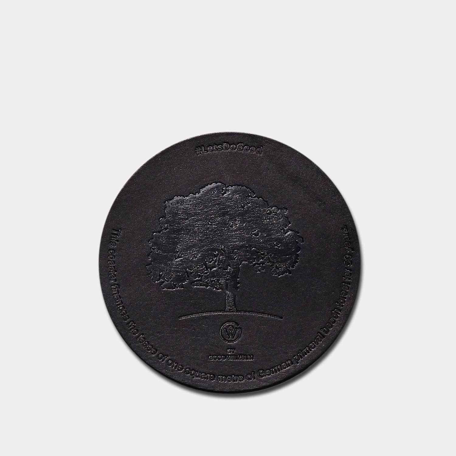Leather coaster MAX by Goodwilhelm in the color black from above