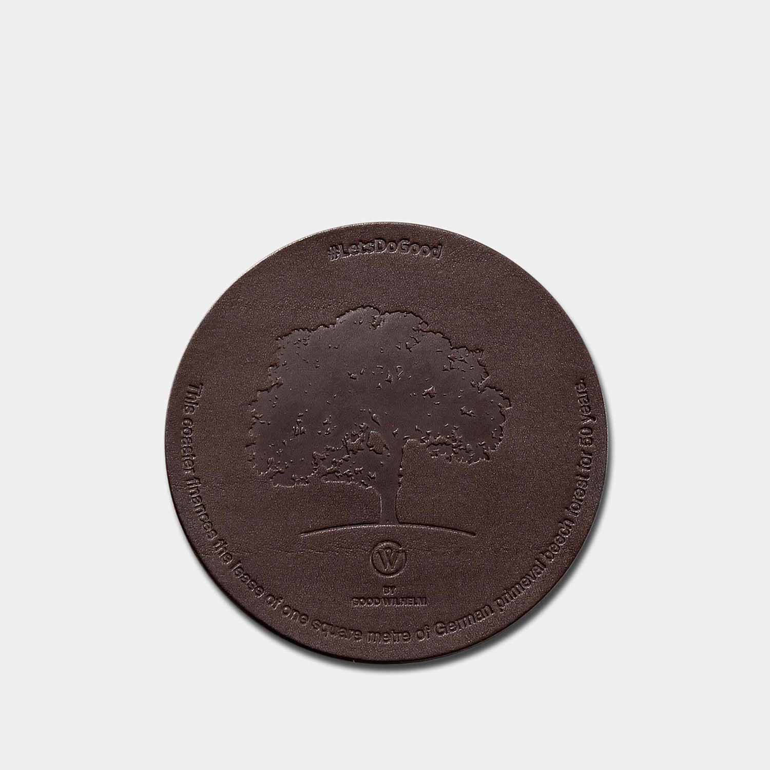 Leather coaster MAX by Goodwilhelm in the color chocolate from above
