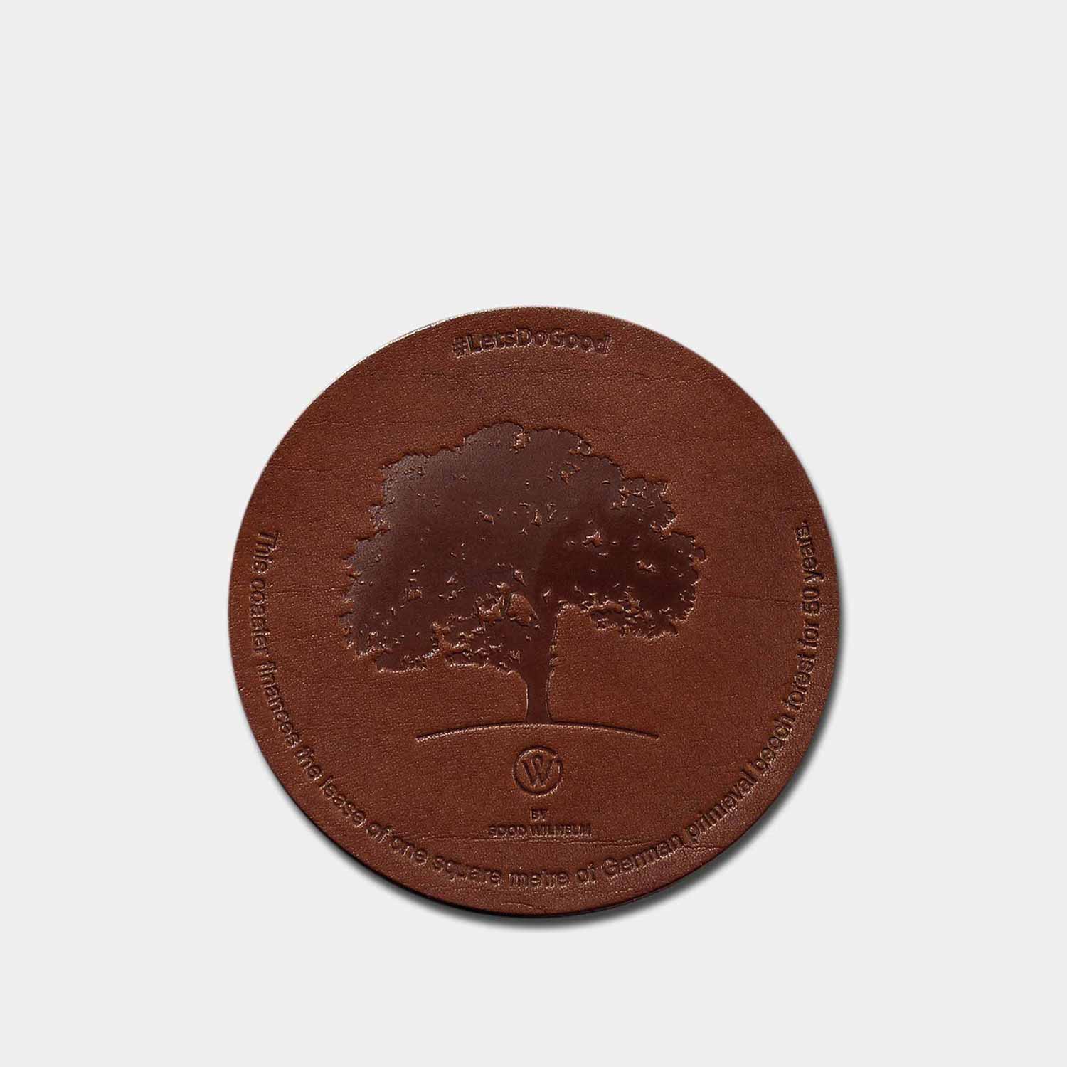 Leather coaster MAX by Goodwilhelm in the color cognac from above