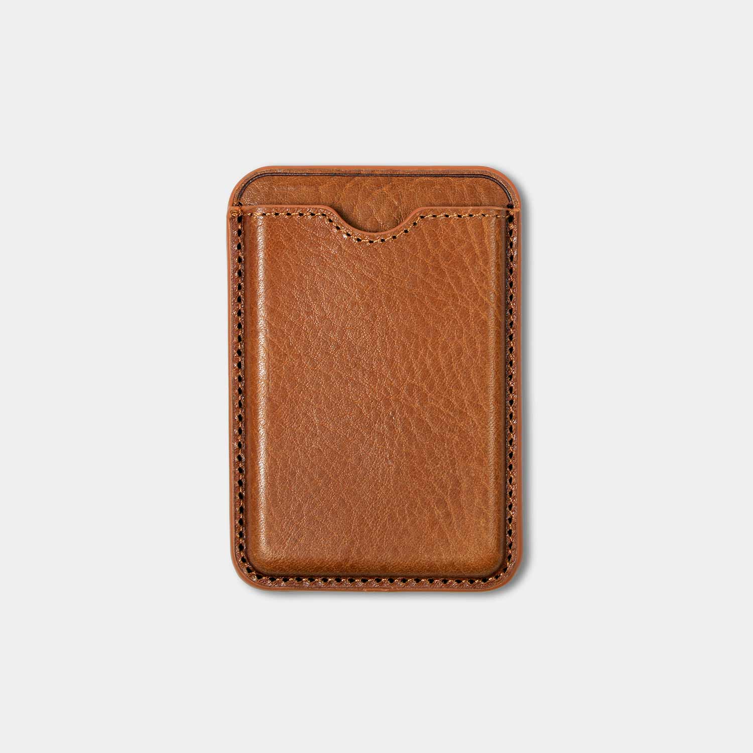 Vorderseite Cognac Braun: MagSafe Wallet Leder Cognac Braun – minimalistisches Design aus Vachetta-Leder.