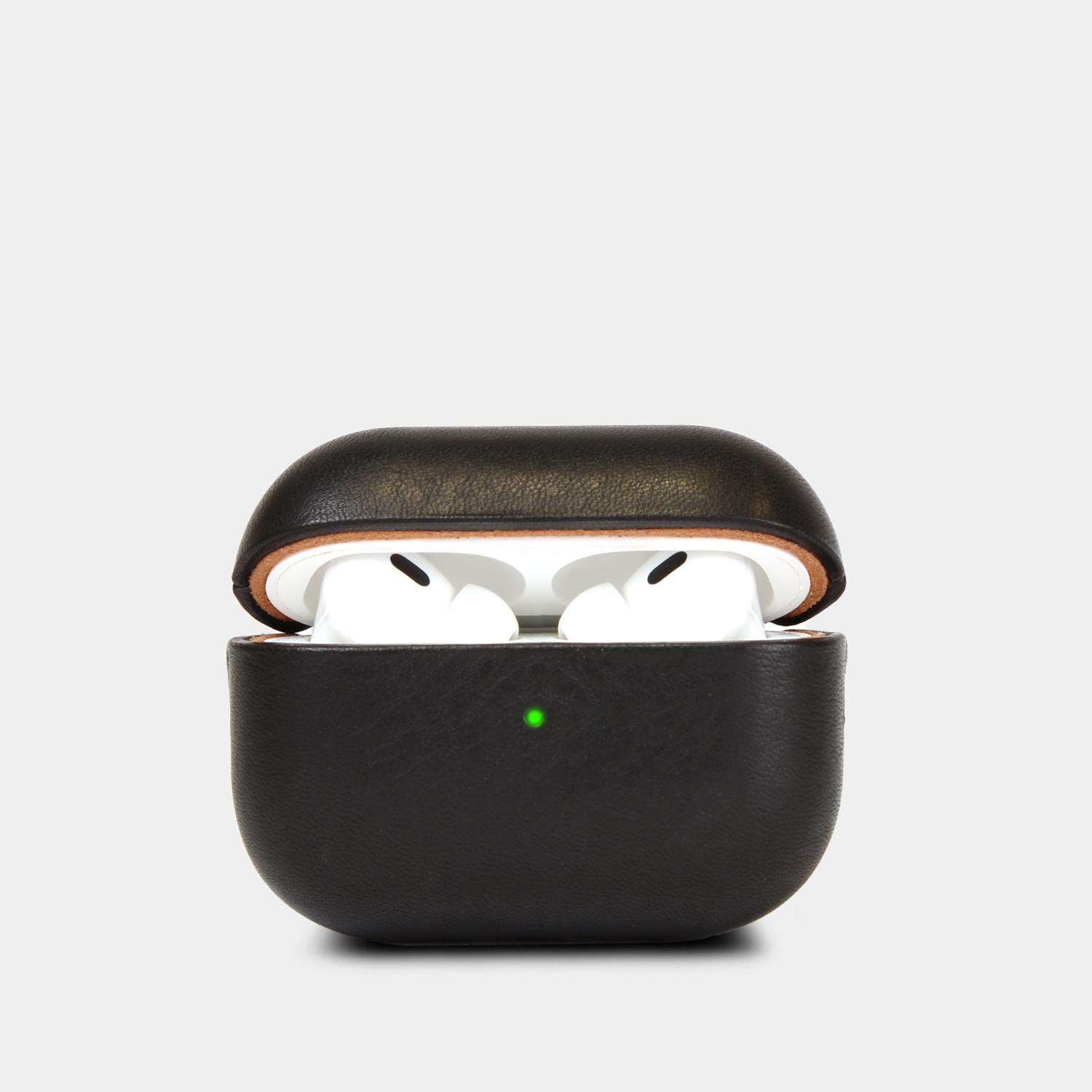 AirPods Case aus schwarzem Echtleder – hochwertiger Schutz mit perfektem Sitz.