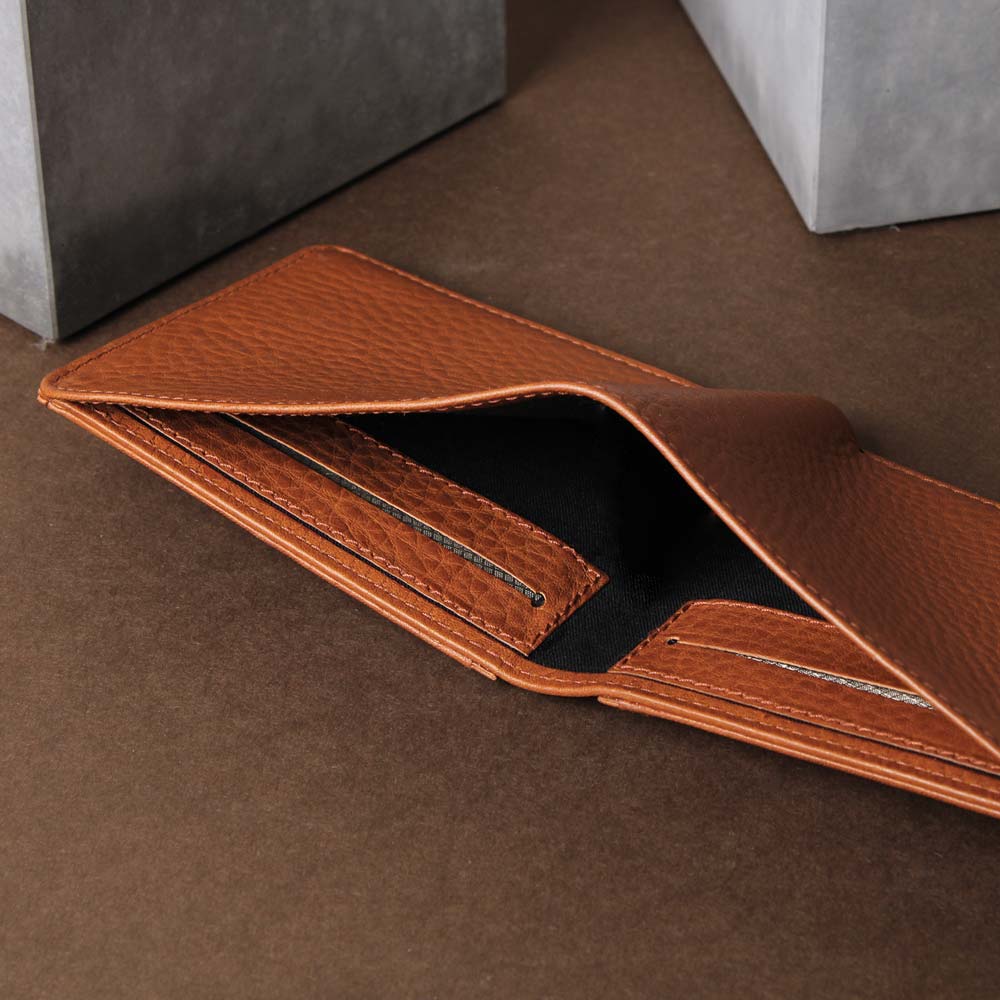 Cognac brown men's wallet with coin compartment and additional card compartment in the bill compartment, high-quality workmanship - Good Wilhelm brand