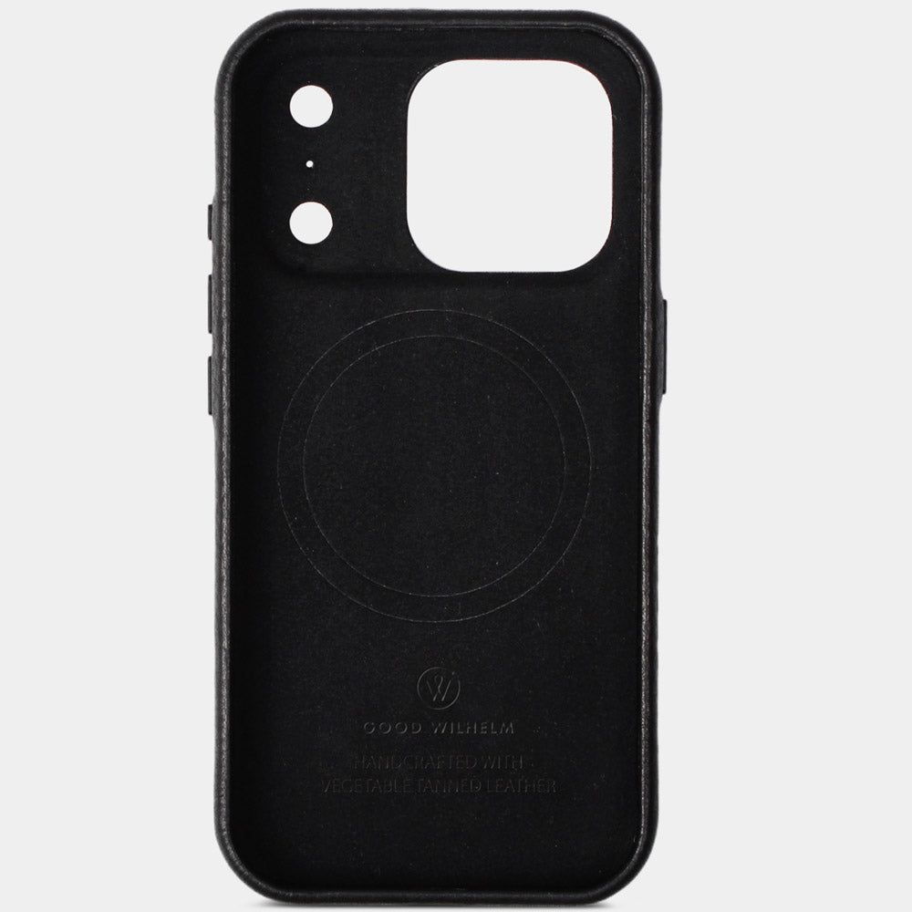 iPhone 17 Air Lederhülle Schwarz mit Mikrofaser-Innenfutter zum Schutz vor Kratzern