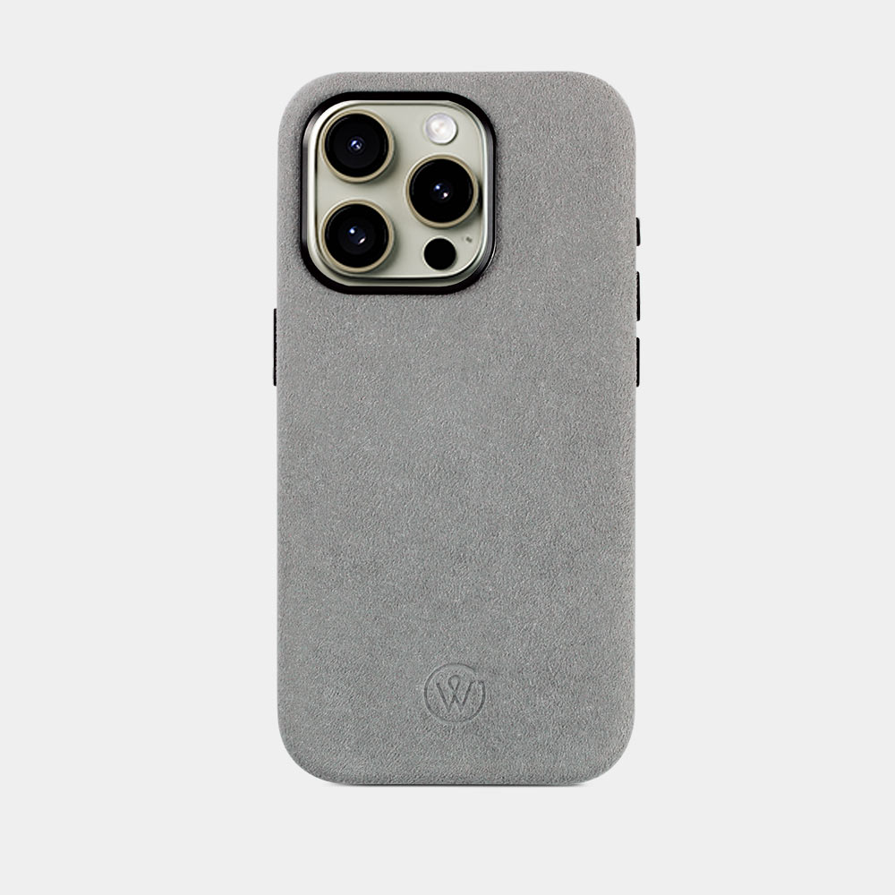 iPhone 15 Pro Hülle aus Alcantara in Concrete Grau