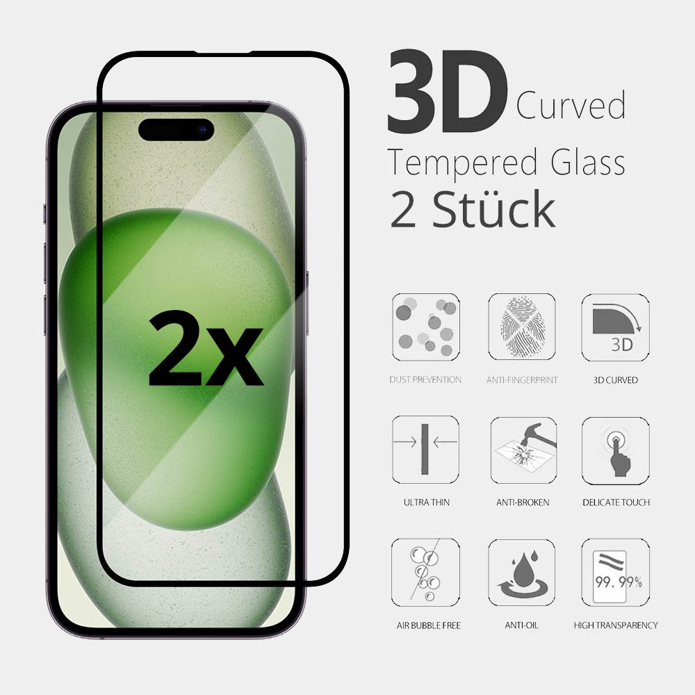 Zweier Pack Grafik für ein Panzerglas für iPhones mit seinen Vorteilen