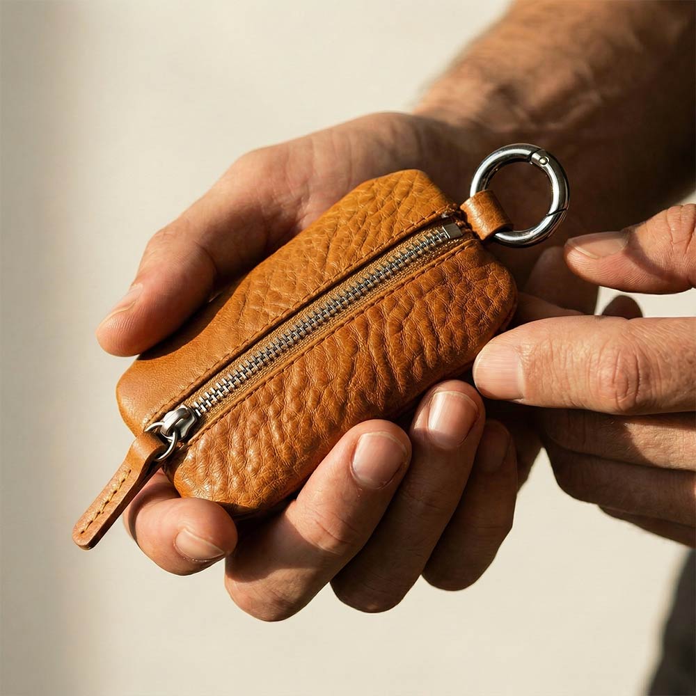 Schlüsseltasche aus Leder mit Reißverschluss ANTON Handgefertigt Deutschland